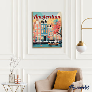 Affiche de voyage Amsterdam en fleurs