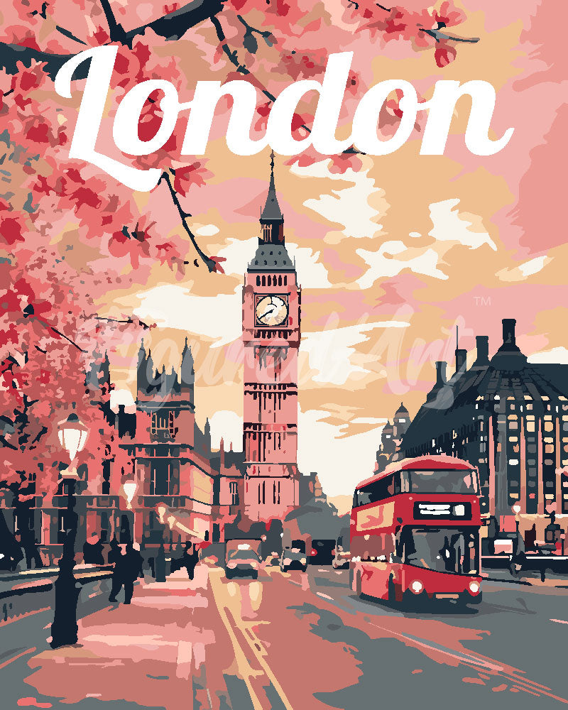 Peinture par numéros Figured'Art Affiche de voyage Londres en fleurs