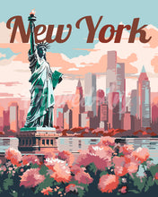Charger l&#39;image dans la galerie, Peinture par numéros Figured&#39;Art Affiche de voyage New York en fleurs