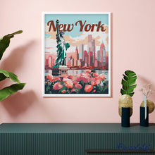 Charger l&#39;image dans la galerie, Affiche de voyage New York en fleurs