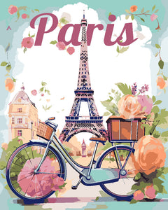 Peinture par numéros Figured'Art Affiche de voyage Paris en fleurs