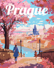 Charger l&#39;image dans la galerie, Peinture par numéros Figured&#39;Art Affiche de voyage Prague en fleurs