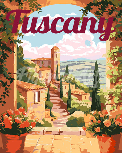 Peinture par numéros Figured'Art Affiche de voyage Toscane en fleurs