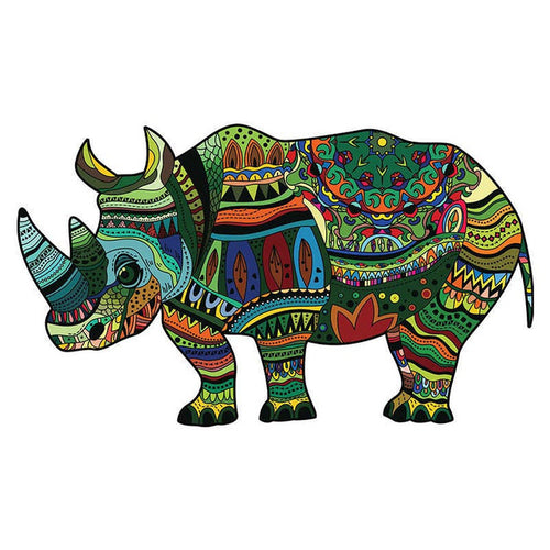 Puzzle 2D en Bois - Rhinocéros