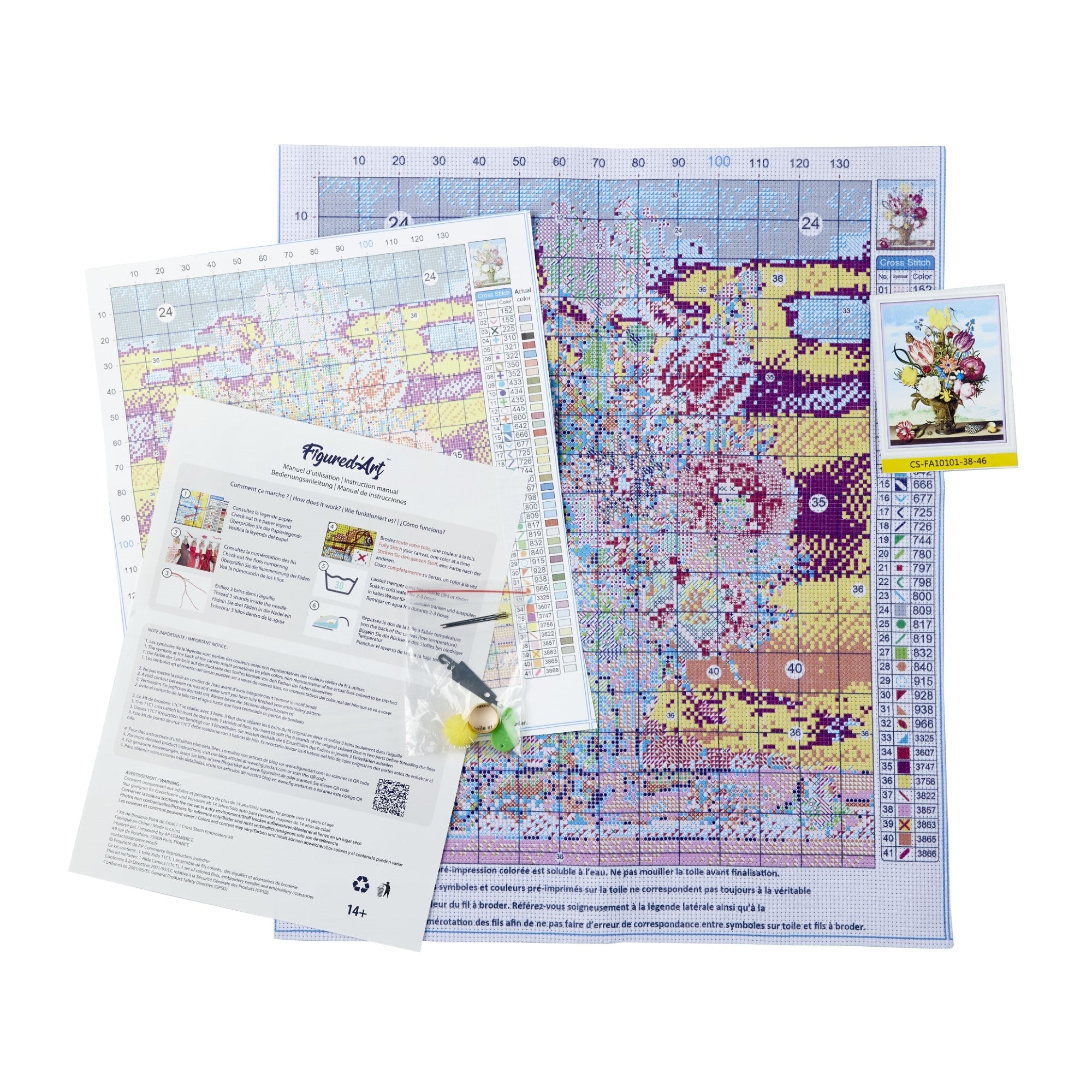 Kit Broderie Point De Croix Mucha 11CT – 40x50 Cm Pour Débutants, Avec Tous Les Accessoires