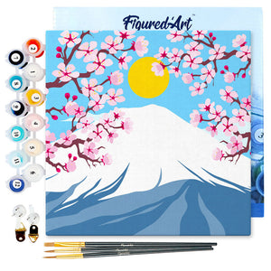 Mini Peinture par Numéros 20x20cm avec cadre Le Mont Fuji