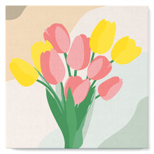 Charger l&#39;image dans la galerie, Mini Peinture par Numéros petit format 20x20cm avec cadre Bouquet de Tulipes