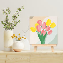 Charger l&#39;image dans la galerie, Mini Peinture par Numéros 20x20cm avec cadre Bouquet de Tulipes