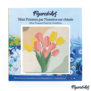 Mini Peinture par Numéros 20x20cm avec cadre Bouquet de Tulipes