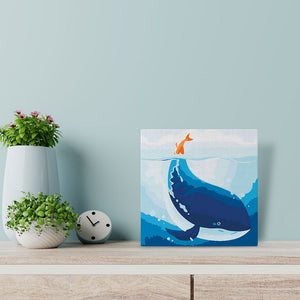 Mini Peinture par Numéros 20x20cm avec cadre Baleine Bleue