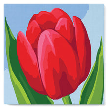 Charger l&#39;image dans la galerie, Mini Peinture par Numéros petit format 20x20cm avec cadre Tulipe Rouge
