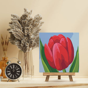 Mini Peinture par Numéros 20x20cm avec cadre Tulipe Rouge