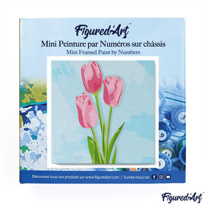 Mini Peinture par Numéros 20x20cm avec cadre Tulipes et Ciel bleu