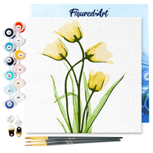 Charger l&#39;image dans la galerie, Mini Peinture par Numéros 20x20cm avec cadre Jolies Fleurs Jaunes