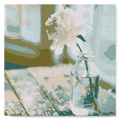 Mini Peinture par Numéros 20x20cm avec cadre Fleur Blanche