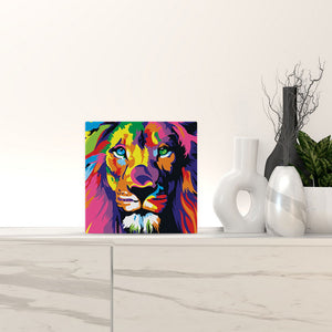 Mini Peinture par Numéros 20x20cm avec cadre Lion Pop Art