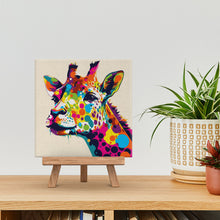 Charger l&#39;image dans la galerie, Mini Peinture par Numéros 20x20cm avec cadre Girafe Abstraite Pop Art
