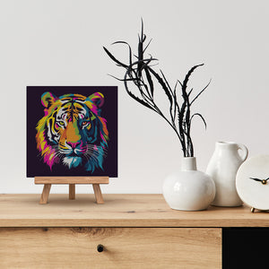 Mini Peinture par Numéros 20x20cm avec cadre Tigre Abstrait Pop Art