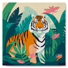 Charger l&#39;image dans la galerie, Mini Peinture par Numéros 20x20cm avec cadre Tigre du Bengale Tropical