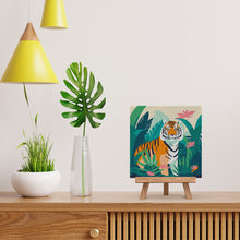 Charger l&#39;image dans la galerie, Mini Peinture par Numéros 20x20cm avec cadre Tigre du Bengale Tropical