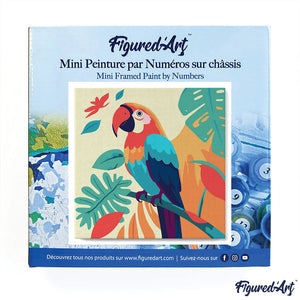 Mini Peinture par Numéros 20x20cm avec cadre Perroquet Tropical