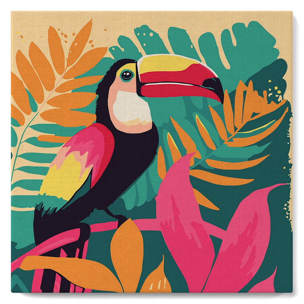 Mini Peinture par Numéros 20x20cm avec cadre Toucan Tropical