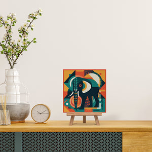 Mini Peinture par Numéros 20x20cm avec cadre Éléphant Art Déco