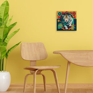 Mini Peinture par Numéros 20x20cm avec cadre Tigre Art Déco