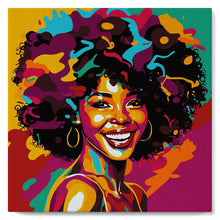 Charger l&#39;image dans la galerie, Mini Peinture par Numéros 20x20cm avec cadre Femme Afro Pop Art