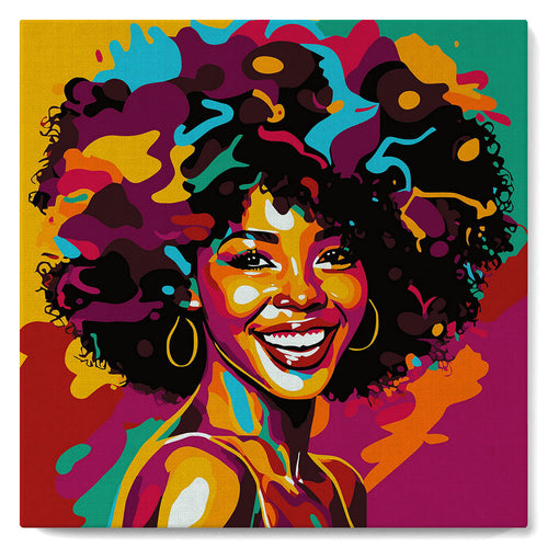 Mini Peinture par Numéros 20x20cm avec cadre Femme Afro Pop Art