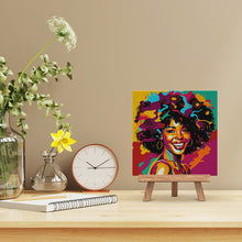 Charger l&#39;image dans la galerie, Mini Peinture par Numéros 20x20cm avec cadre Femme Afro Pop Art