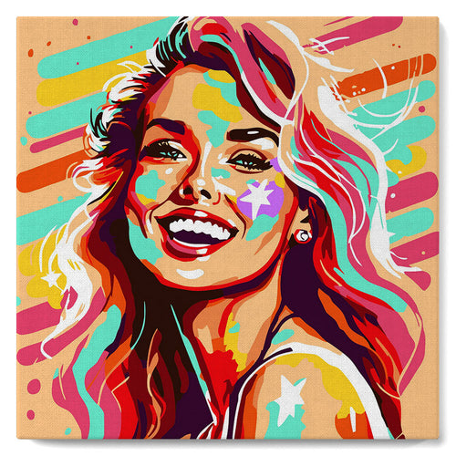 Mini Peinture par Numéros 20x20cm avec cadre Blonde Pop Art