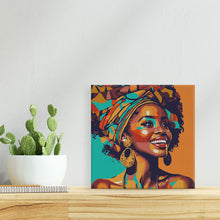 Charger l&#39;image dans la galerie, Mini Peinture par Numéros 20x20cm avec cadre Reine Africaine Pop Art