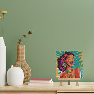 Mini Peinture par Numéros 20x20cm avec cadre Femme des Îles Pop Art