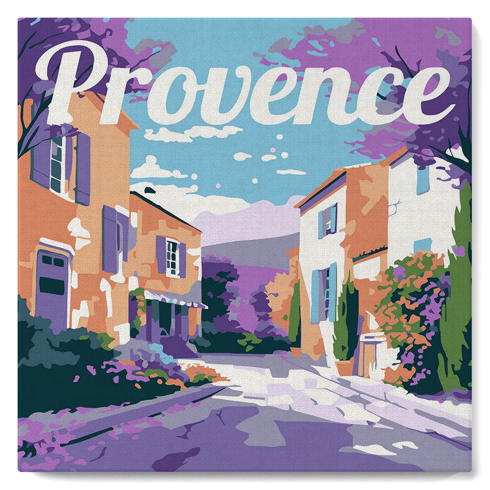 Mini Peinture par Numéros 20x20cm avec cadre Printemps en Provence