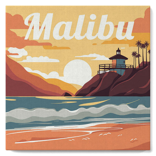 Mini Peinture par Numéros 20x20cm avec cadre Plage de Malibu