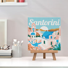 Charger l&#39;image dans la galerie, Mini Peinture par Numéros 20x20cm avec cadre Lever de Soleil à Santorin