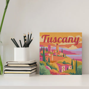 Mini Peinture par Numéros 20x20cm avec cadre Printemps en Toscane