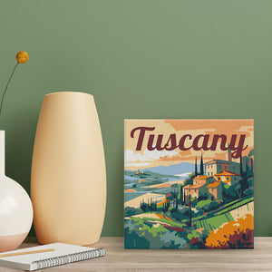 Mini Peinture par Numéros 20x20cm avec cadre Été en Toscane