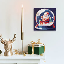 Charger l&#39;image dans la galerie, Mini Peinture par Numéros 20x20cm avec cadre Boule à Neige et Père Noël
