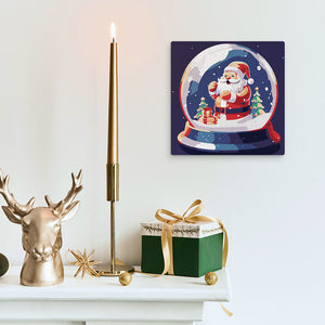 Mini Peinture par Numéros 20x20cm avec cadre Boule à Neige et Père Noël