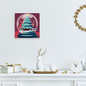 Mini Peinture par Numéros 20x20cm avec cadre Boule à Neige et Sapin de Noël