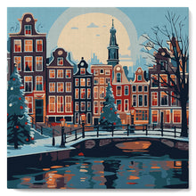 Charger l&#39;image dans la galerie, Mini Peinture par Numéros 20x20cm avec cadre Noël à Amsterdam