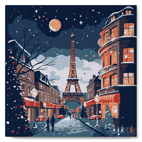 Mini Peinture par Numéros 20x20cm avec cadre Noël à Paris