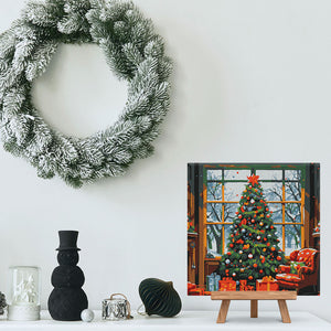 Mini Peinture par Numéros 20x20cm avec cadre Sapin de Noël dans le Salon