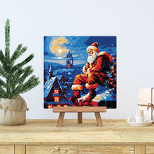 Charger l&#39;image dans la galerie, Mini Peinture par Numéros 20x20cm avec cadre Père Noël sur les toits