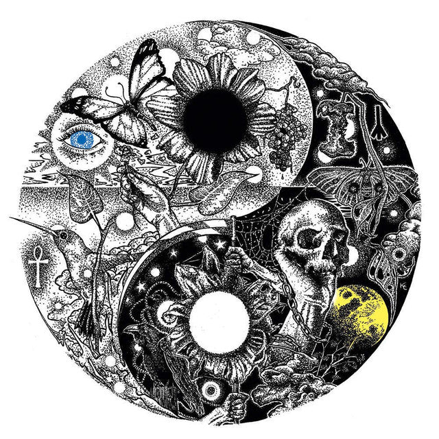 Balle De Ping Pong Symbole Yin et Yang Style tatouage noir et blanc