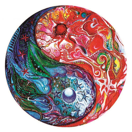 Puzzle 2D en Bois - Yin Yang Bonheur