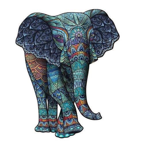Puzzle 2D en Bois - Éléphant Serein