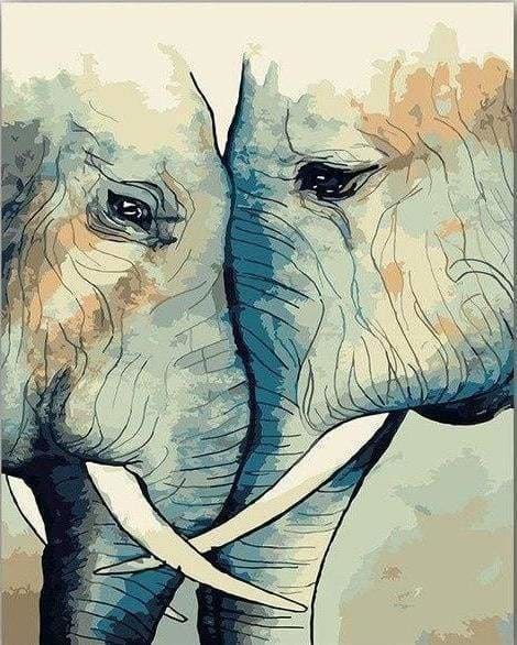 peinture par numéros | Affrontement dEléphants | animaux intermédiaire éléphants | FiguredArt